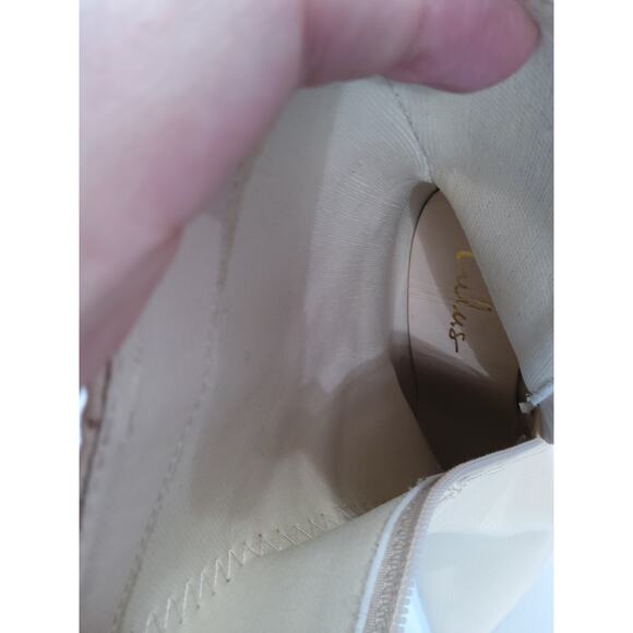 Lulu's Ivory mid-calf faux leather vegan boots block Heel pointed toe W sz 5 - Picture 7 of 9